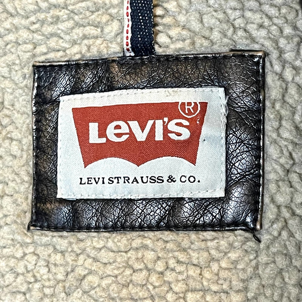 Levi's Mens Faux Leather Jacket with Sherpa Lining Brown Size Large - Picture 7 of 10